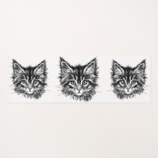Zwart-wit kitten gezicht yogamat