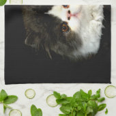 Zwart Wit Kitten pluizig kat Theedoek (Gevouwen)