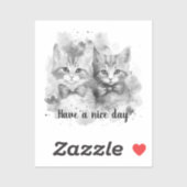 Zwart-wit kittens Heb een fijne dag Sticker (Vel)