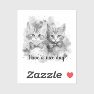 Zwart-wit kittens Heb een fijne dag Sticker