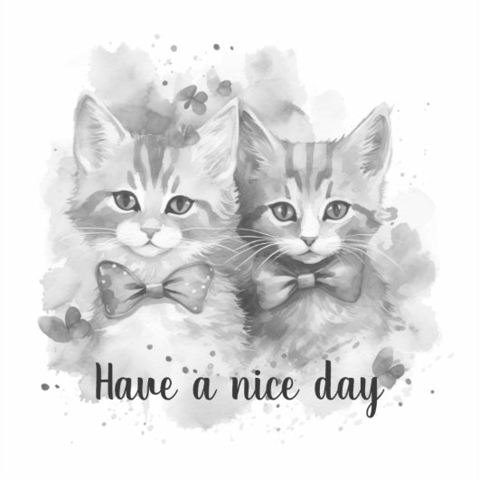 Zwart-wit kittens Heb een fijne dag Sticker (Voorkant)