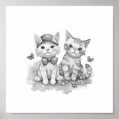 Zwart-wit kittens vrienden poster (Voorkant)
