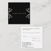 Zwart-wit klantwaardering kortingskaartje (Voorkant / Achterkant)