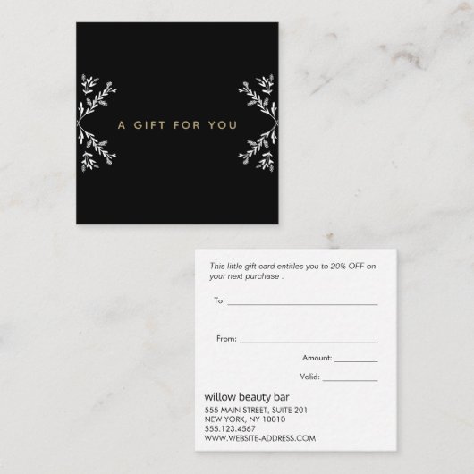 Zwart-wit klantwaardering kortingskaartje (Voorkant / Achterkant)