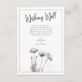 Zwart & Wit Klaprozen Elegant Bruiloft Wishing Wel Informatiekaartje (Voorkant)
