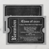 Zwart-wit Klasse Reunion Ticket Uitnodigingen (Voorkant / Achterkant)