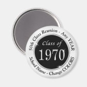 Zwart-wit Klasse van 1970 Reünie 50e Reünie Magneet (Voorkant / Achterkant)