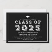 Zwart-wit klasse van 2025 Pet Retro Afstuderen Kaart (Voorkant)