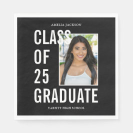 Zwart-wit klasse van 25 foto Afstuderen papier Servet