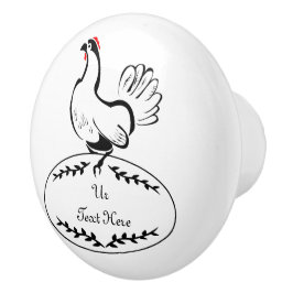 Zwart-wit Klassic Hen op een monogram eieren Keramische Knop