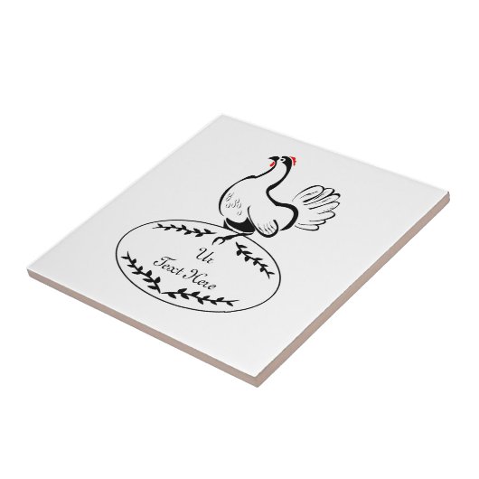 Zwart-wit Klassic Hen op een monogram eieren Tegeltje (Zijkant)