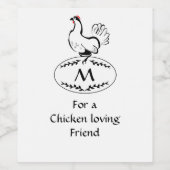 Zwart-wit Klassic Hen op een monogram eieren Wijn Etiket (Enkel label)