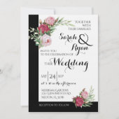 Zwart & Wit Klassiek 5"x 7"Huwelijksuitnodiging Kaart (Voorkant)