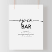 Zwart Wit Klassiek Bruiloft Open Bar Teken Poster