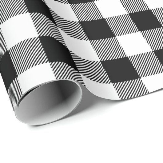 Zwart-wit klassiek buffel check patroon cadeaupapier (Rol Hoek)