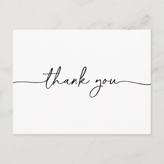 Zwart wit klassiek dank u briefkaart (Voorkant)