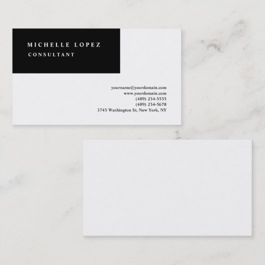 Zwart-wit, klassiek elastisch design — Professiona Visitekaartje (Voorkant / Achterkant)