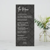 Zwart-wit klassiek elegante bruiloft menu (Staand voorkant)