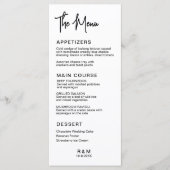 Zwart-wit klassiek elegante bruiloft menu (Voorkant)
