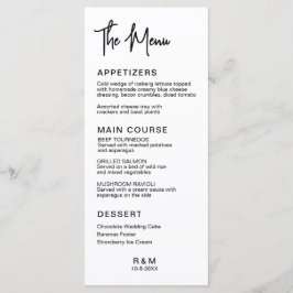 Zwart-wit klassiek elegante bruiloft menu