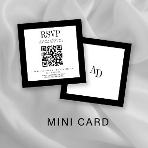 Zwart-wit klassiek elegante QR RSVP-huwelijk Informatiekaartje