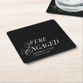 Zwart-wit klassiek formeel verloofd kartonnen onderzetters (Schuin)