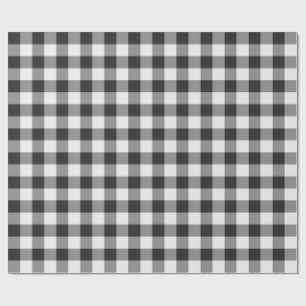 Zwart-wit klassiek geruit gingham cadeaupapier