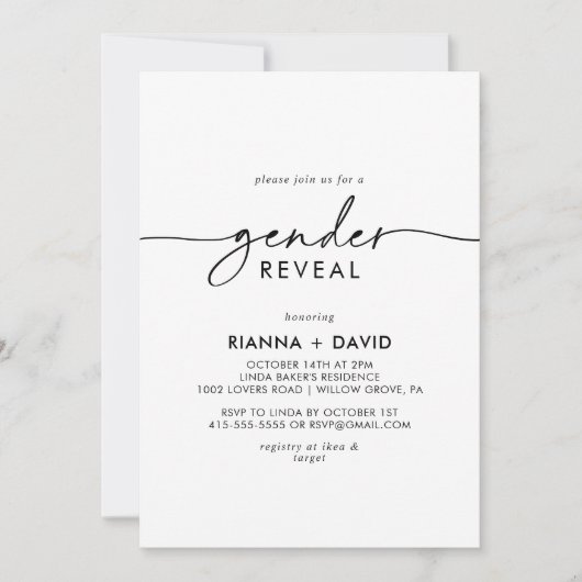 Zwart Wit Klassiek Geslacht Onthullen Partij Kaart (Voorkant)
