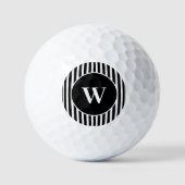 zwart-wit klassiek gestreept Initiaal Golfballen (Voorkant)