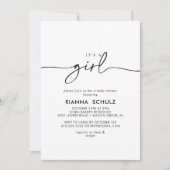 Zwart wit klassiek Het is een meisje Baby shower Kaart (Voorkant)