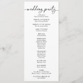 Zwart Wit Klassiek Huwelijk Programma Programmakaart (Achterkant)