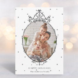 Zwart & Wit Klassiek Kerst Foto    Feestdagenkaart