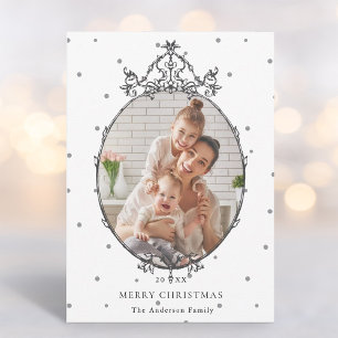 Zwart & Wit Klassiek Kerst Foto Feestdagenkaart
