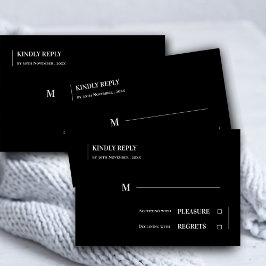 Zwart Wit Klassiek Minimalistisch Hedendaags Huwel RSVP Kaartje