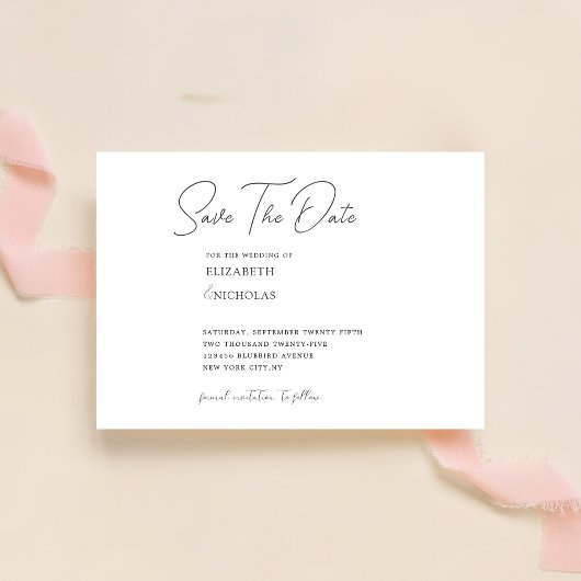 zwart-wit klassiek minimalistisch huwelijk save the date