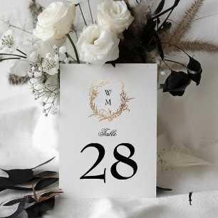 Zwart Wit Klassiek Monogram Trouwen Gouden Kam Kaart