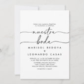 Zwart Wit Klassiek Nuestra Boda Bruiloft Kaart (Voorkant)