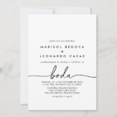 Zwart Wit Klassiek Spaans Bruiloft Kaart (Voorkant)