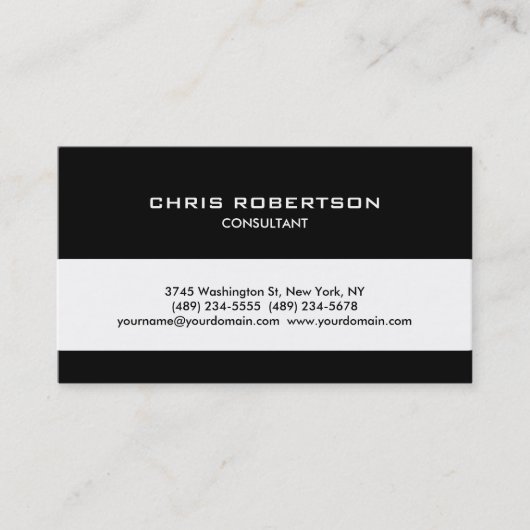 Zwart wit klassiek trendy streep Visitekaartje (Voorkant)