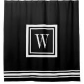 Zwart-wit Klassiek Vierkant Monogram Douchegordijn (Voorkant)