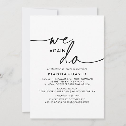 Zwart wit klassiek we doen opnieuw gelofte vernieu kaart (Voorkant)