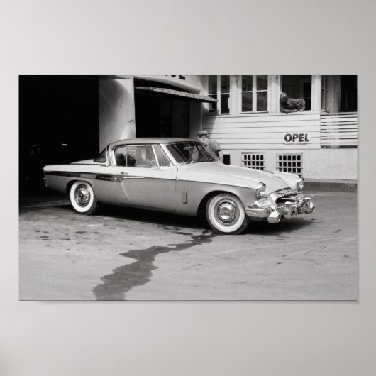 Zwart-wit Klassieke auto 1968 Europa Poster (Voorkant)