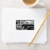 Zwart-wit klassieke auto adresetiketten etiket (Insitu)