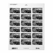 Zwart-wit klassieke auto adresetiketten etiket (Full Sheet)
