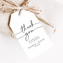 Zwart Wit Klassieke Bruiloft Dank u Cadeaulabel