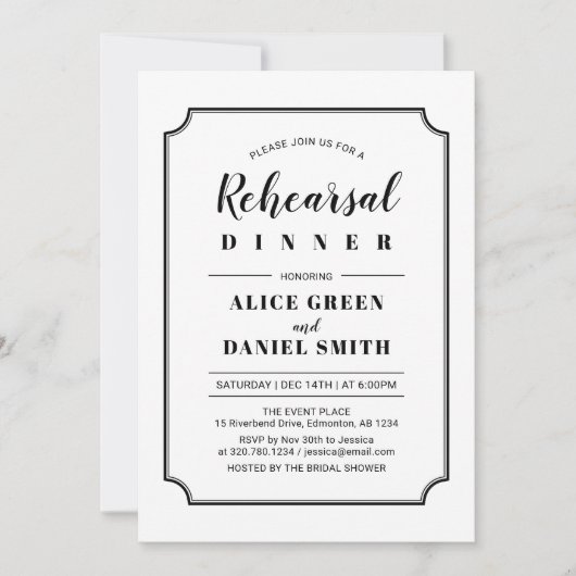 Zwart-wit | Klassieke bruiloft-repetitie Kaart (Voorkant)