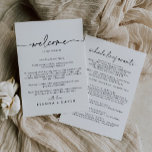 Zwart Wit Klassieke Bruiloft Welkomstbrief<br><div class="desc">Deze zwarte witte klassieke bruiloft welkomstbrief is perfect voor een moderne bruiloft. Het eenvoudige en elegante ontwerp heeft klassieke en fancy scripttypografie in zwart-wit. Personaliseer de voorkant met een welkomstbericht voor uw gasten en uw namen. Personaliseer de achterkant met het schema van evenementen en andere nuttige informatie.</div>