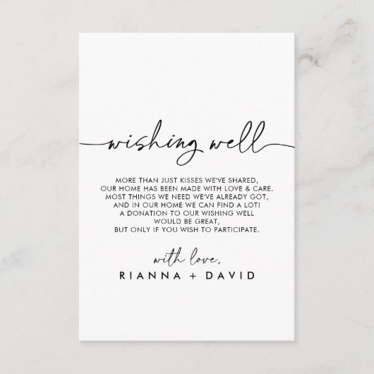 Zwart Wit Klassieke Bruiloft Wishing Well Informatiekaartje (Voorkant)