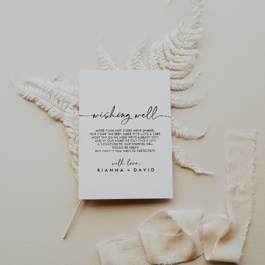 Zwart Wit Klassieke Bruiloft Wishing Well Informatiekaartje