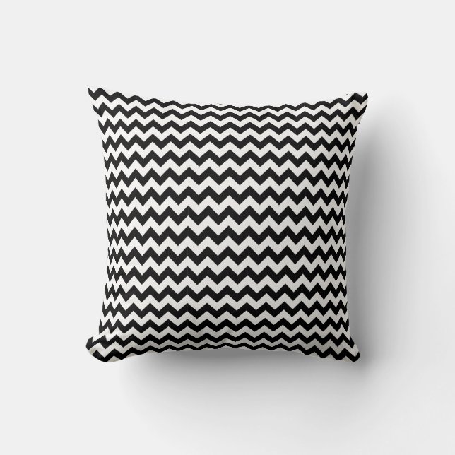 Zwart-wit klassieke Chevron traditioneel ontwerp Kussen (Voorkant)